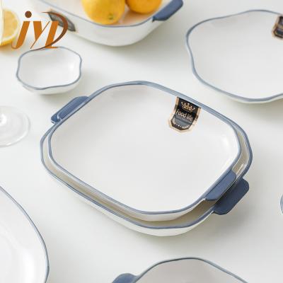 China Viable Unique Design 8 Inch Bulk Rectangle Golf Serving Bakeware Heated Dinner Plate for sale