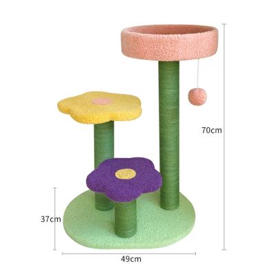 China Sustainable Cat Tree Tower,Luxury Design Eco-friendly Colorful Flower Style Nature Nature Cat Tree Furniture Hot Sale With 2 Styles for sale