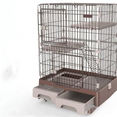 China Large Breathable Folding Wire Pet Cage For Cat , Metal Cat Cage for sale