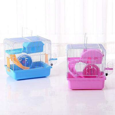 China Breathable Small Animals Line Cage With Decoration Small Animal Habitat For Gerbil Hamsters Cage for sale