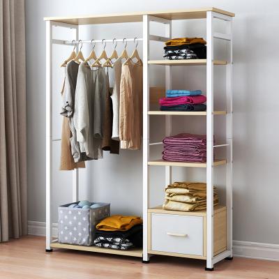 China (Others) Modern Adjustable Bedroom Wardrobe Cabinet Manufacturer Customized Wooden Hangers Rack Rack For Clothes Organizer for sale