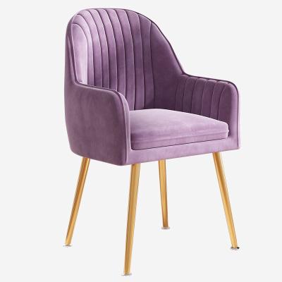 China Multi-Functional Factory Price Nordic Modern Purple Sofa Cover Living Room Modern Bar Chair Velvet Sofa Chair Furniture for sale