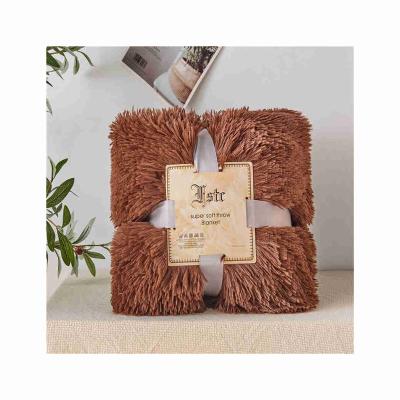 China New Brand PORTABLE Customized Solid Thick Mink Faux Fur Blankets for sale