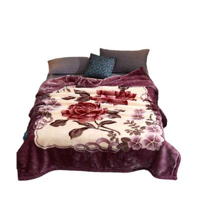 China Factory Wholesale Price Sustainable Soft Premium Silky Flannel Fleece Flower Printed Throw Blankets From Factory Wholesale Price for sale