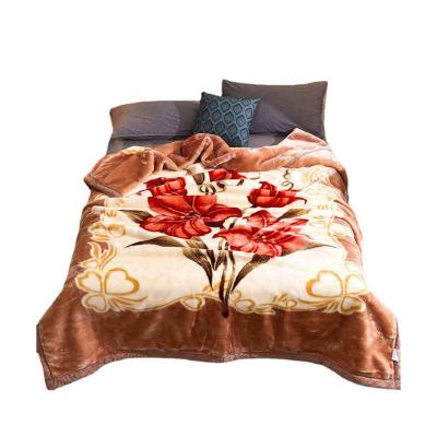 China Hot Sale Viable Sherpa/Coral Flower Printed Throw Blankets Thick Blanket Soft Warm Coral Fleece Flannel For Beds for sale