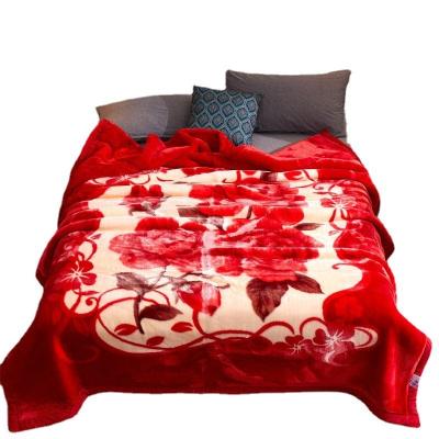 China Viable Factory Direct Promotional Queen Size Plush Blanket Flowers Super Soft Flannel Fleece Double Sided Printed Throw Blankets for sale