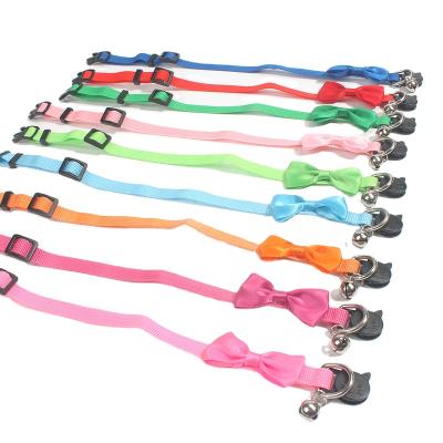 China Cats Wholesale Pet Supplies Bow Nylon Bell Pet Bow Tie Cat Collar for sale