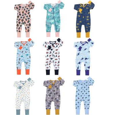 China Spandex / Cotton New 2021 Cotton Baby Wear Newborn Sleepsuit Double Zipper Clothes Long Sleeve Printed Baby Romper for sale