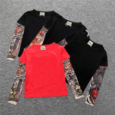 China 2021 New Factory Custom Made Breathable Long Sleeve Splicing Cool Hip Hop Boy Baby T-shirt for sale