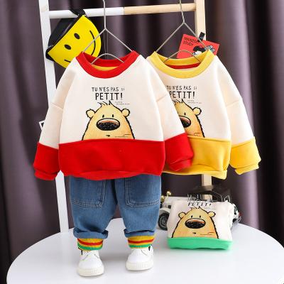 China Hot New Fashion Toddler Casual Winter Boys Clothing Set Cartoon Printed Thick Sports Set Clothing For Kids for sale