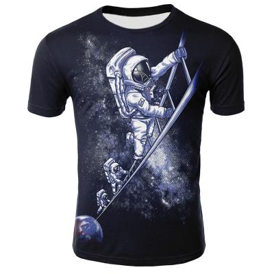 China Handsome Galaxy Space T-shirts Mens Summer 3D Print Anti-Shrink T-shirt Stitches Mens Clothing Curved Edge T-shirt for sale