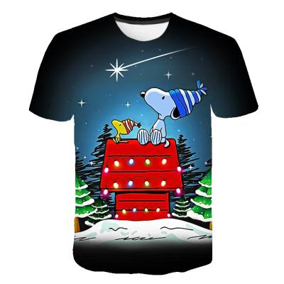 China Boys Matching Outfits Short Sleeve Anti-Shrink Snoopy T-shirt Clothes Newest Christmas Fashion T Shirt for sale