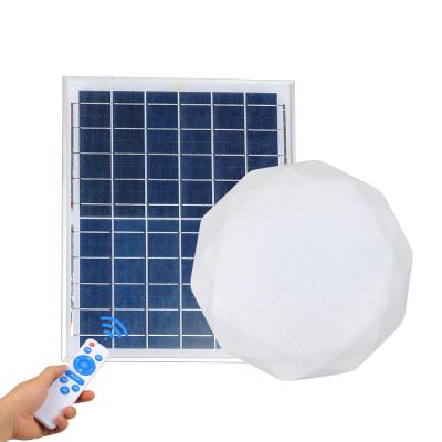 China 3 Light Colors/NEW 30W 4M Wire Remote Control Dimmable LED Tricolor Solar Powered Indoor Rechargeable Remote Control Dingdian LED Solar Ceiling Light for sale