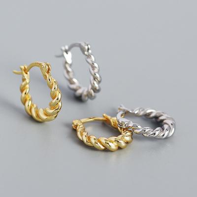 China 2022 NEW TRENDY 925 Sterling Silver Plain Chunky Twisted U Shape Circle Earring 18k Gold Plated For Women for sale