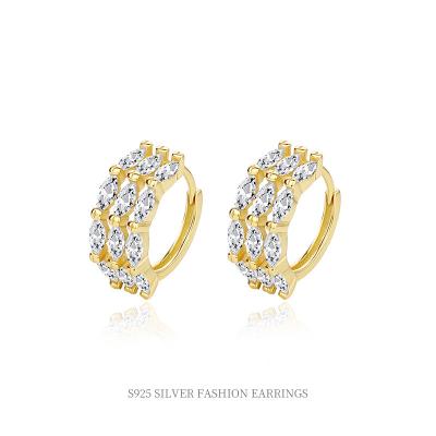 China 925 Sterling Silver Zirconia Earrings Women's 925 Silver Earrings TRENDY Jewelry 18K Gold Plated Circle Earrings For Women for sale