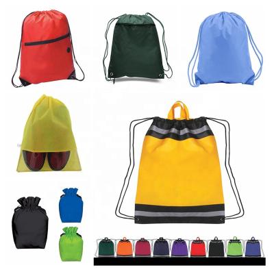 China 100% eco-friendly custom drawstring bags with logo waterproof drawstring backpack nylon drawstring bag for sale