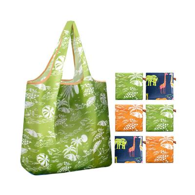 China 100% Eco-friendly Custom Cheap Waterproof Portable Folding T-shirt Shopping Bags Recycled Supermarket Grocery Bag Vegetable Shopping Bag for sale