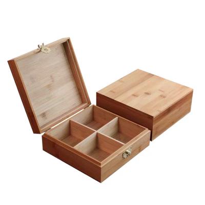 China Collins Bamboo Wooden Tea Packing Box 8 Grids Compartments Recyclable Custom Tea Bag Gift Box Coffee Storage Box for sale