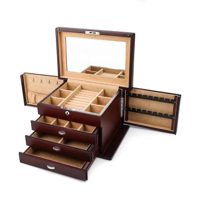 China New Custom Wholesale Eco-Friendly Solid Wooden Jewelry Box With Lock Luxury Wooden Case for sale