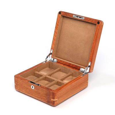 China Eco-friendly Custom 6 Grids Matt Lacquer Velvet OEM Watch Packing Box Luxury Wooden Watch Storage Case for sale