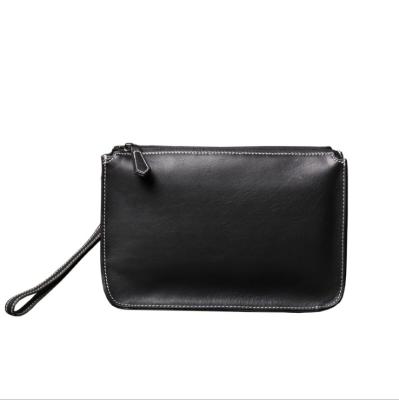 China Simple color men's genuine leather women outdoor large capacity for ipad mobile phone bag purse clutch wallet bag for sale