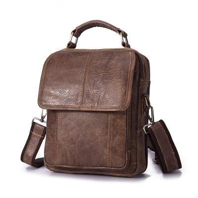 China GENUINE LEATHER Genuine Leather Men Fashion Outdoor College Book School Bag Single Shoulder Cross - Body Messenger Chest Bag for sale