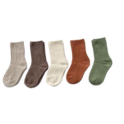 China QUICK DRY Solid Colors Ribbed Fashion Kids Socks In Stock Logo Socks Factory High Quality Custom Socks for sale