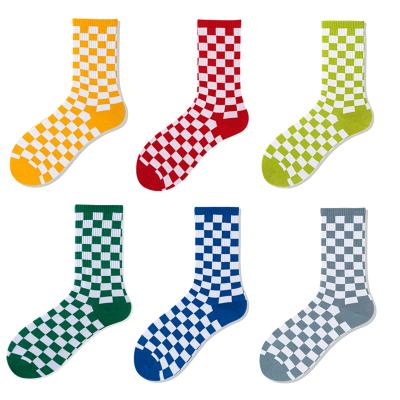 China Fashion New Style Sporty Men's RTS Tube Checkerboard Soft Unisex Socks Buy Running Socks Cotton Colorful Women for sale