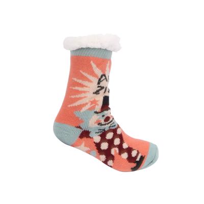 China Trending New Products QUICK DRY Snowman Knocks Christmas Plush Striping House Knocks Women Winter Slipper Socks for sale