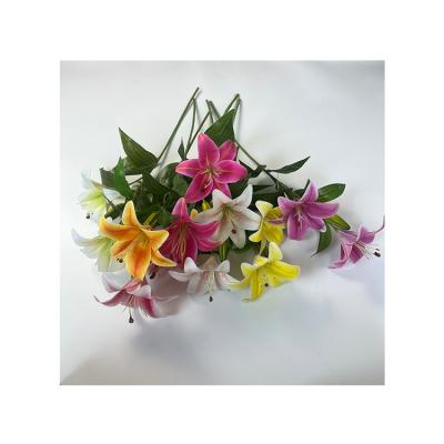 China Silkflower The Lily Headed Lily Silk Flowers Lily Two Latest Version Artificial Two Headed for sale