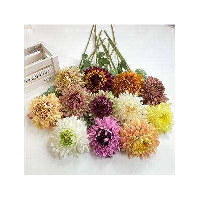 China Simple Silkflower Artificial Silk Flowers Chrysanthemum Lucky Chrysanthemum Flower for sale