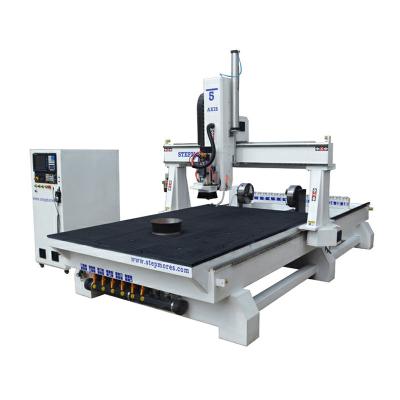 China Machinery Repair Shops Stepmores ATC 5axis CNC 4x8ft Woodworking Router Metal Cutting Machine with Tools Switch for sale