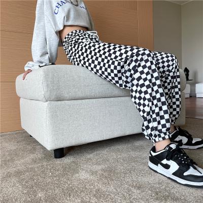 China Checkerboard Beam Breathable Harem Pants 2022 New Autumn Korean Version Women's Sports Straight Loose Casual Slim Pants for sale