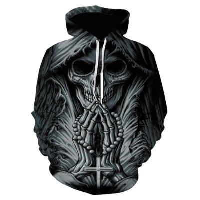 China Custom Skull Printed Sports Hip Hop Sweatshirt Pocket Pullover Hoodie Anti-wrinkle Drop Shippig 3D Hoodie for sale