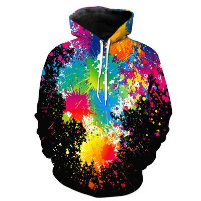 China Casual Loose Anti-wrinkle Fashion Tie Dye Printing Long Sleeve Thermal Hooded Sweatshirt Hoodies Multicolor for sale