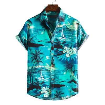 China Summer Men's Spring and Beach Shirt Short Sleeve Hawaiian Shirt Anti-Shrink for sale