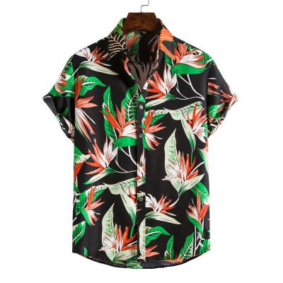 China Low MOQ Anti-Shrink Shirt Used Hawaiian Shirts, Free Shipping Custom Made Mens Floral Shirt Satin Print for sale