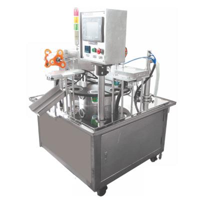 China Automatic Precut Aluminum Beverage Lids Sprinkle Cup Filling And Sealing Machine for sale