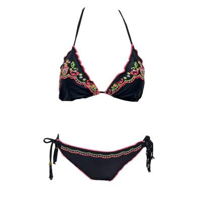 China Factory Custom Breathable Ladies Swimwear OEM/ODM Bikini Set Extreme Velvet Lift Up Bra Thong Halter Swimwear Beach Wear for sale