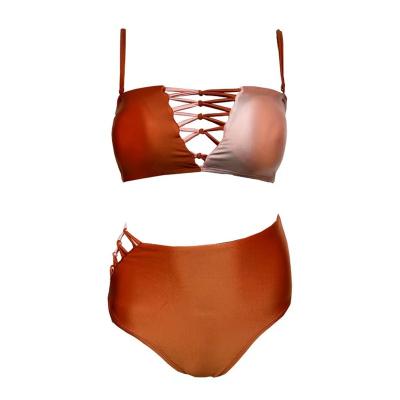 China Breathable Female Sexy Swimming Swimming Suit Two Piece High Waisted Backless Swimsuit Bikini Beach Wear for sale