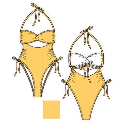 China China Breathable Swimwear Factory Fashion Custom Logo Women Summer Sexy High Waist Swimwear Beach Wear One Piece Swimsuit for sale