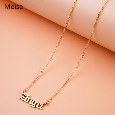 China Yiwu Coqi Letter Clavicle Chain Stainless Steel Angle Pendant Trendy Casual/Sporty English Necklace MS0148 for sale