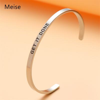 China Yiwu Coqi MS0102 CLASSIC Hot Selling Engraving Open Bangle GET IT DONE Lettering Stainless Steel Cuff Bangle for sale