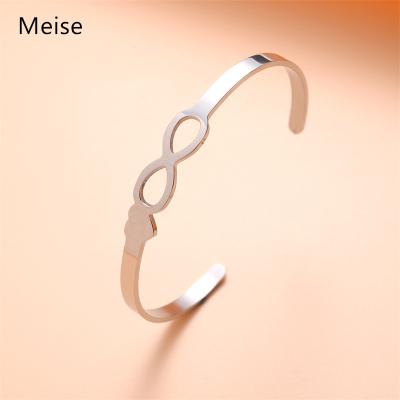 China Yiwu Coqi Roman Numerals 8 Words Bangle Stainless Steel CLASSIC Wild Infinity Open Bracelet MS0078 for sale