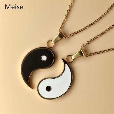 China Yiwu Coqi MS0014 Tai Chi Hot Selling Casual/Sporty Chatter Necklace Spicy Yin And Yang Stainless Steel Couples Pendant Necklace for sale