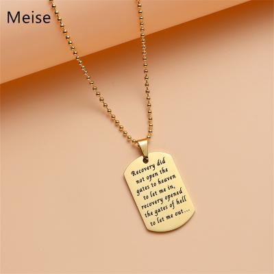 China Yiwu Coqi Men's Casual/Sporty Necklace Army Brand Stainless Steel Inscription Pendant Necklace MS0013 for sale