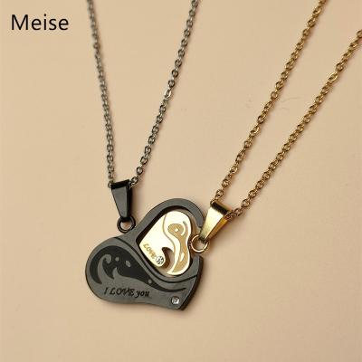 China Yiwu Coqi Personality Creative Heart-shaped Puzzle Stainless Steel Couples Casual/Sports Hot Selling Pendant Necklace MS0007 for sale