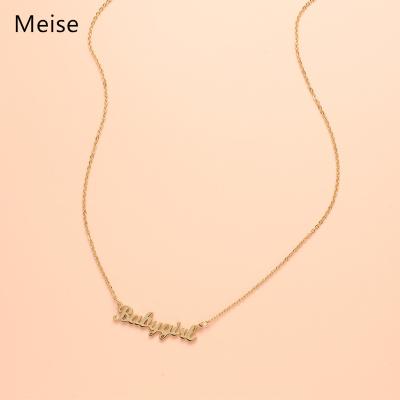 China Yiwu Coqi Babygirl Letter Necklace Clavicle Chain Stainless Steel English Necklace MS0001 Casual/Sporty Style Border Hot Fashion for sale