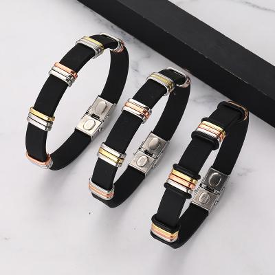 China Yiwu Coqi LMY482 Stainless Steel Silicone Multi-Ring Casual/Sports Bracelet for sale