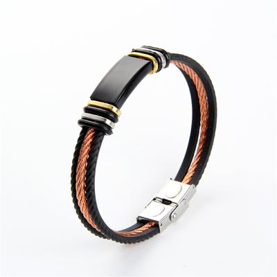 China Yiwu Coqi Stainless Steel Wire Bracelet Men's and Women's Casual/Sporty Orange Bracelet YHM0898 for sale